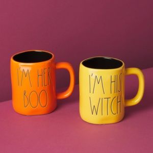 RAE DUNN 2pk Ceramic Her Boo And His Witch Mugs